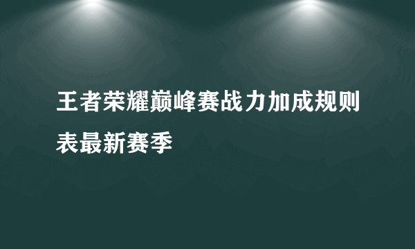 王者荣耀巅峰赛战力加成规则表最新赛季