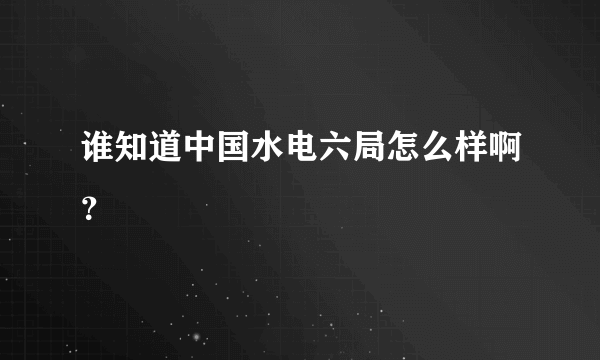 谁知道中国水电六局怎么样啊？