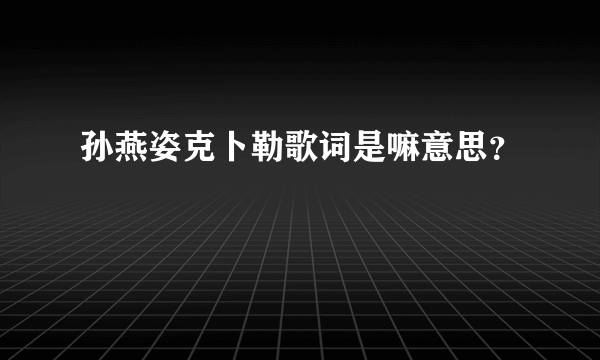 孙燕姿克卜勒歌词是嘛意思？