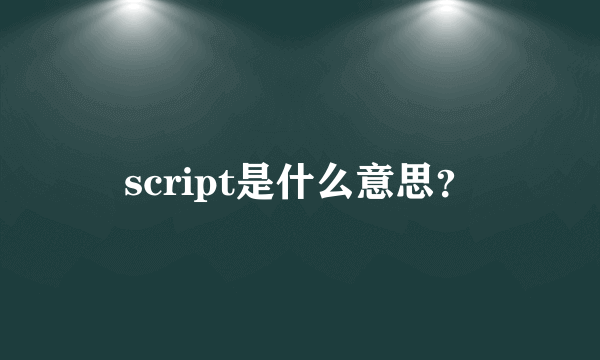 script是什么意思？