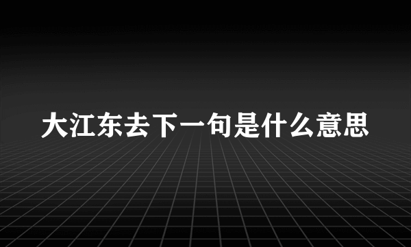 大江东去下一句是什么意思