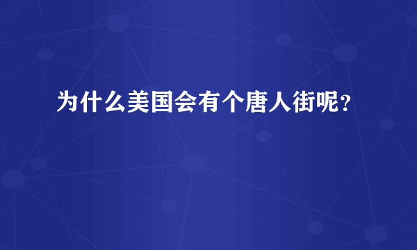 为什么美国会有个唐人街呢？