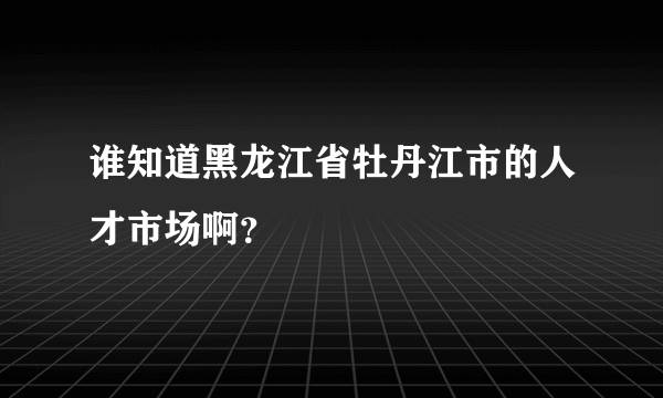 谁知道黑龙江省牡丹江市的人才市场啊？