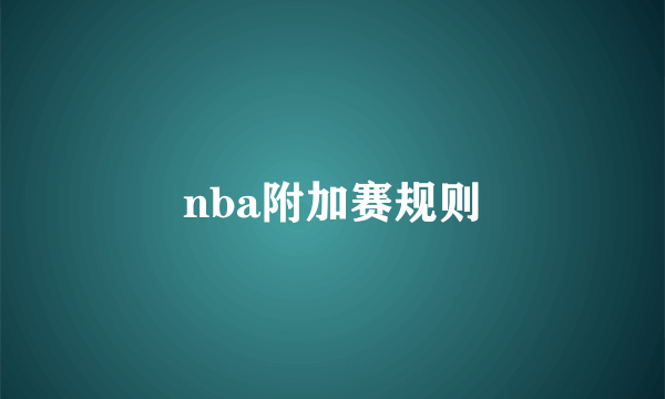 nba附加赛规则