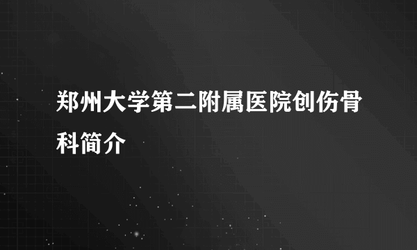 郑州大学第二附属医院创伤骨科简介