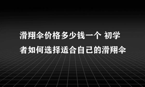 滑翔伞价格多少钱一个 初学者如何选择适合自己的滑翔伞