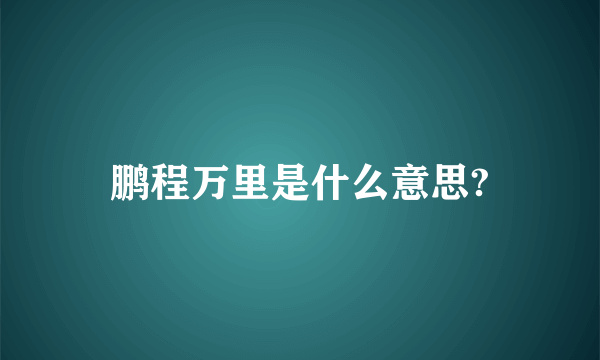 鹏程万里是什么意思?