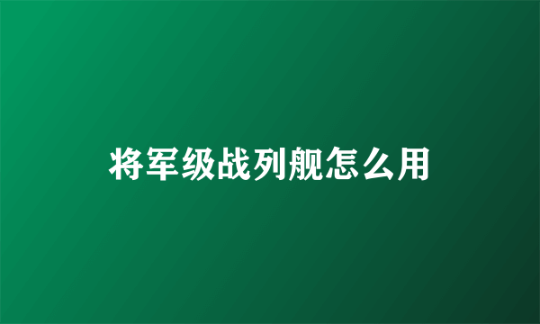 将军级战列舰怎么用