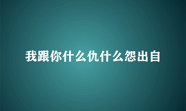 我跟你什么仇什么怨出自