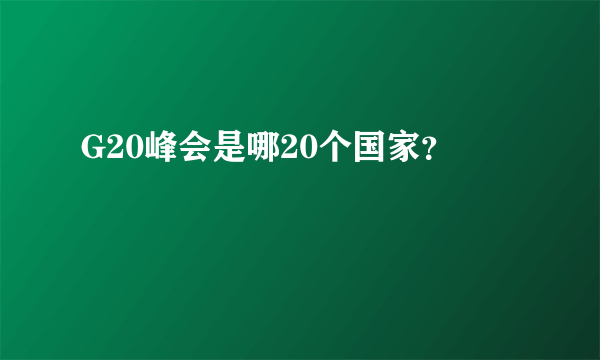 G20峰会是哪20个国家？