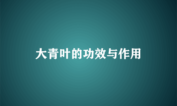 大青叶的功效与作用