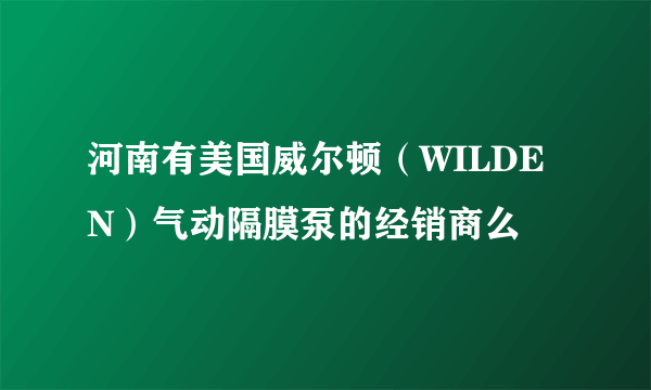 河南有美国威尔顿（WILDEN）气动隔膜泵的经销商么