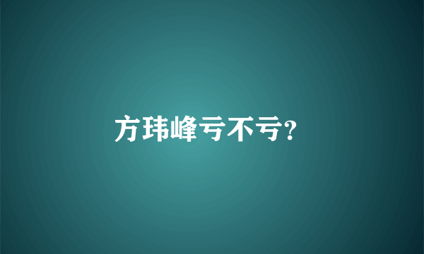 方玮峰亏不亏？