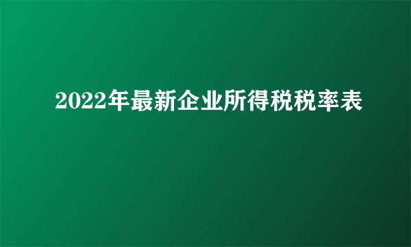 2022年最新企业所得税税率表