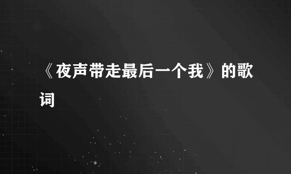 《夜声带走最后一个我》的歌词