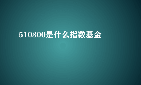 510300是什么指数基金