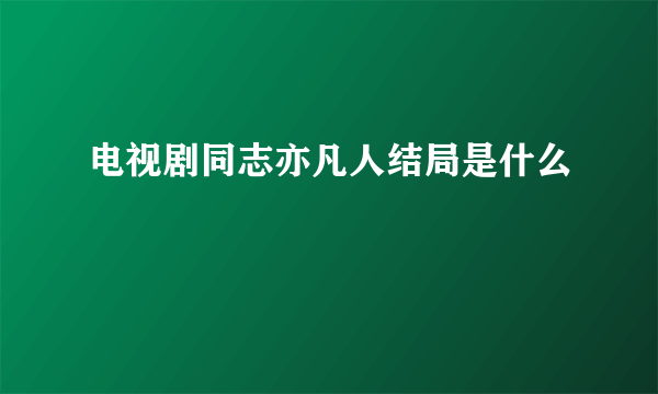 电视剧同志亦凡人结局是什么