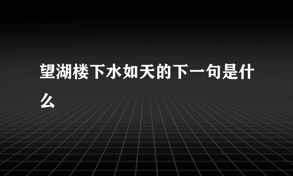 望湖楼下水如天的下一句是什么