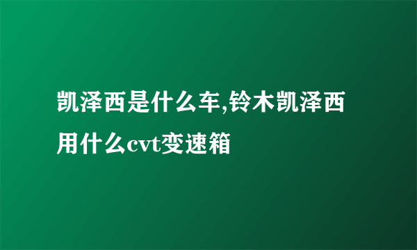 凯泽西是什么车,铃木凯泽西用什么cvt变速箱