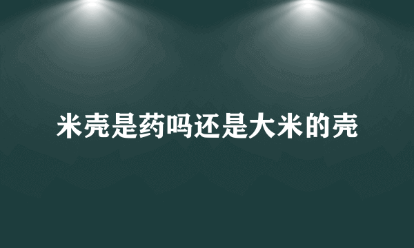 米壳是药吗还是大米的壳