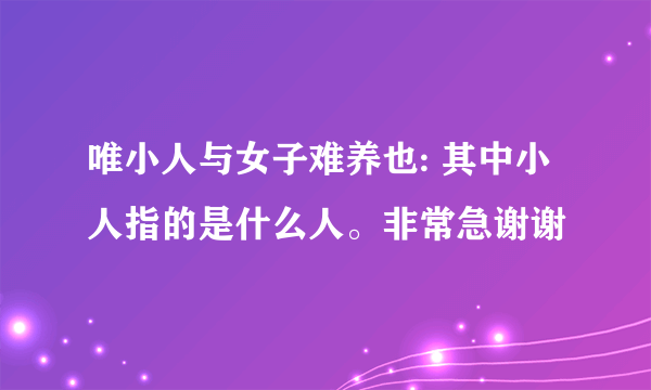 唯小人与女子难养也: 其中小人指的是什么人。非常急谢谢