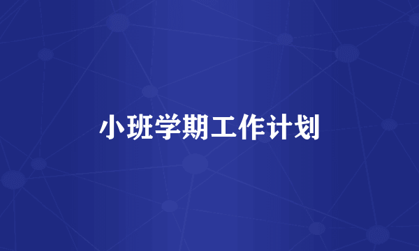 小班学期工作计划