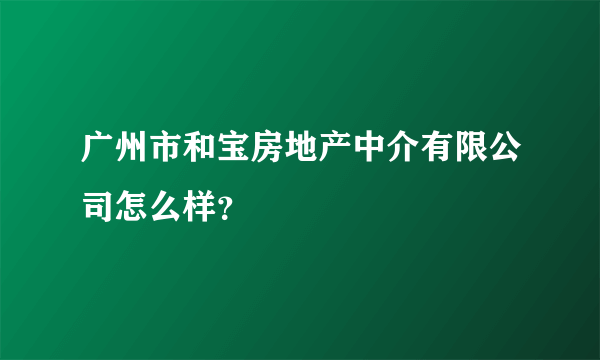 广州市和宝房地产中介有限公司怎么样？