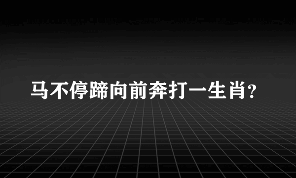 马不停蹄向前奔打一生肖？