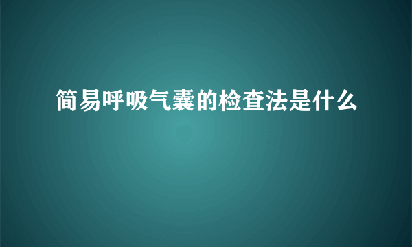 简易呼吸气囊的检查法是什么