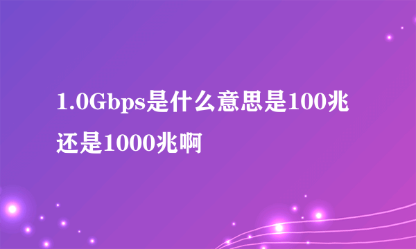 1.0Gbps是什么意思是100兆还是1000兆啊