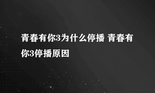 青春有你3为什么停播 青春有你3停播原因