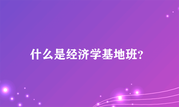 什么是经济学基地班？