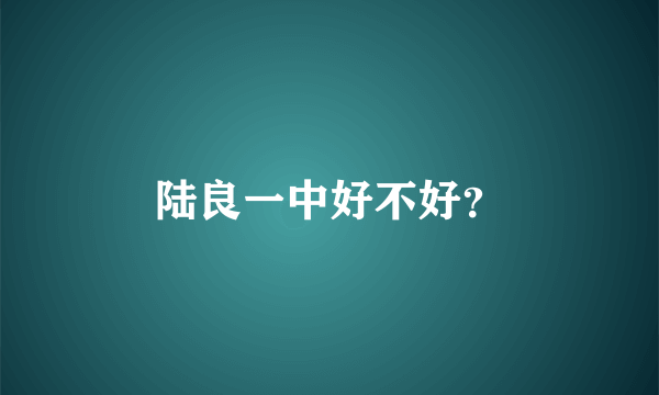 陆良一中好不好？