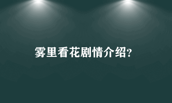 雾里看花剧情介绍？