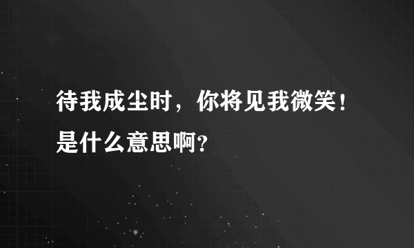 待我成尘时，你将见我微笑！是什么意思啊？