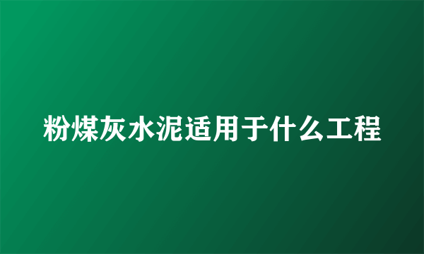 粉煤灰水泥适用于什么工程