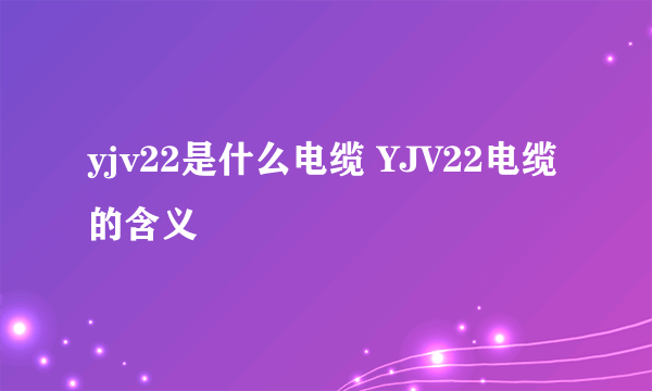 yjv22是什么电缆 YJV22电缆的含义