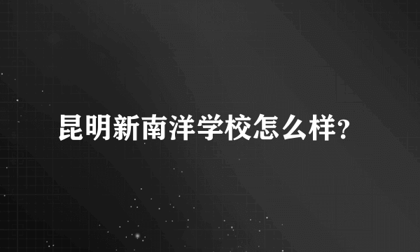 昆明新南洋学校怎么样？