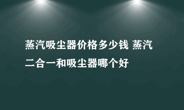 蒸汽吸尘器价格多少钱 蒸汽二合一和吸尘器哪个好