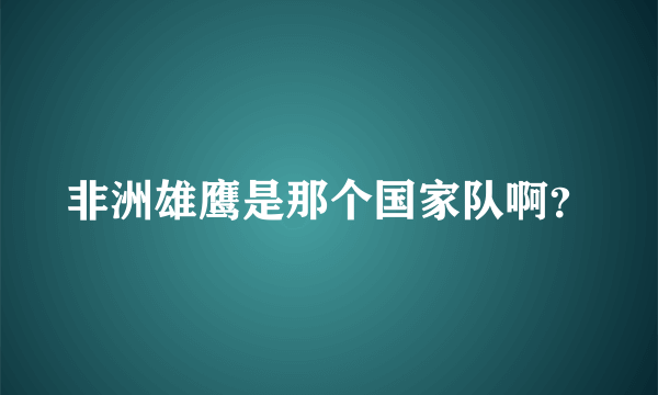 非洲雄鹰是那个国家队啊？