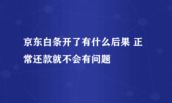 京东白条开了有什么后果 正常还款就不会有问题