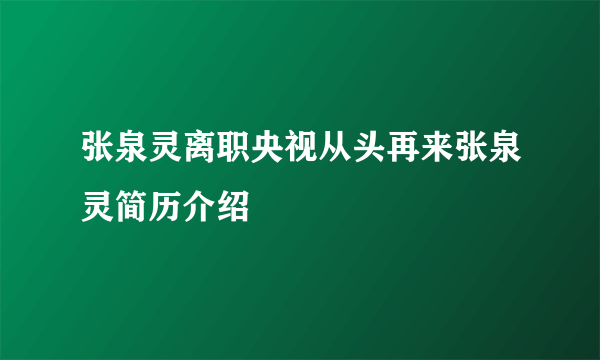 张泉灵离职央视从头再来张泉灵简历介绍