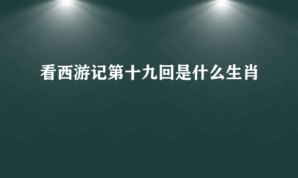 看西游记第十九回是什么生肖