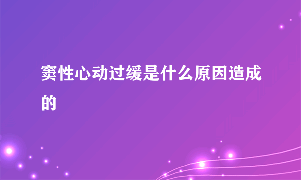 窦性心动过缓是什么原因造成的