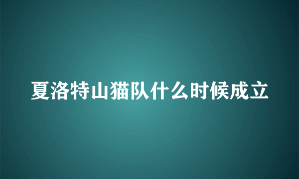 夏洛特山猫队什么时候成立