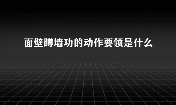 面壁蹲墙功的动作要领是什么