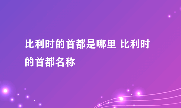 比利时的首都是哪里 比利时的首都名称