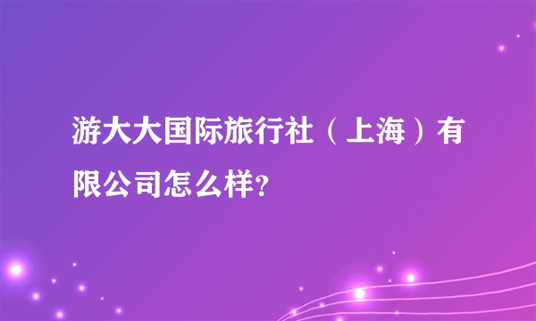 游大大国际旅行社（上海）有限公司怎么样？