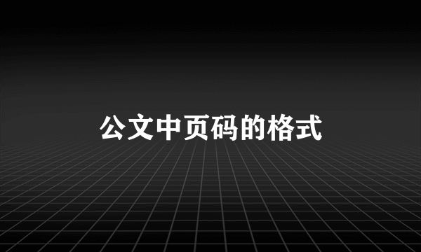 公文中页码的格式