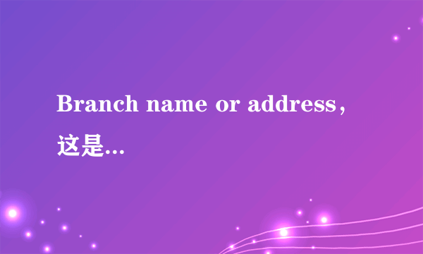 Branch name or address，这是什么意思呢？